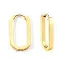 18K Gold Plated Stainless Steel Oval Hoop Earrings, 25.7mm Geometric Rectangular Huggies image 1