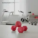 ochamaxsongmics  Set of 2 Dumbbells, 2 x 4 kg Hand Weights with Neoprene Coating, Hexagonal Dumbbells Pair, Home Workout, Fitness Training Exercise, Ruby Red SYL908R01 image 3