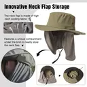 TOP-EX UV Protection Mens Sun Hat with Cooling Neck Flap Sunglass Lock Wide Brim Fishing Hats M/L Armygreen image 3