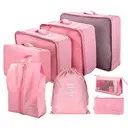 VoxorAI Pink Travel Bag/Travel Pouch/Clothing Storage Bag/Toiletry Bag - 8-Piece Travel Organizer Set image 7