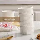 Dafuceramic Ramekins with Lids 8 oz White Creme Brulee Ramekins Ceramic Oven Safe Pudding Cups, Set of 6 Porcelain Custard for Baking Dishwasher and Microwave safe image 3
