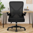 Ergonomische bureaustoel met opklapbare armleuningen, verstelbare lendensteun, in hoogte verstelbare directiestoel, draaistoel, mesh-stoel met kantelfunctie tot 125°, zwart image 6