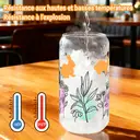 Alphynix Gobelet en verre avec couvercle en bambou et paille 500 ml - Lapin et fleurs image 4