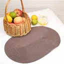 PP Placemats Set of 6 for Dining Table，PP oval placemat BL dark brown，Washable Woven Vinyl Non-Slip 18x12 inches Placemat Heat-Resistant Durable Table Mats for Dining Table Easy to Clean image 3