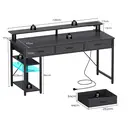 Computer Desk with USB Ports, Power Outlets, LED Strip, Drawers & File Cabinet, Reversible Corner Gaming Desk with Monitor Shelf & Storage for Home Office image 5