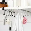 Mug Hanger Rack, Under Shelf Storage Hooks Organizer Hanging Holder for Cabinet Pantry Kitchen Cupboard Desk Counter Bookshelf Organization Black image 2