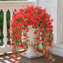 4Pcs 28.7in/72.8cm
Artificial Hanging Flowers for Outdoors Fake Plants Decoration,Faux Silk Colorful Daisy Eucalyptus Realistic for Outside Home Planter Porch Patio Yard Decor(red) image 4