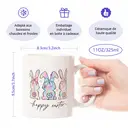Alphynix 1 Mug Joyeuses Pâques, tasse à café céramique 33cl avec trois lapins dos et nœuds pastel, cadeau de Pâques festif pour enfants, filles, femmes,Le cadeau de la saint-valentin, cadeau d’anniversaire image 7