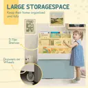 AIYAPLAY Kids Bookshelf, Bookcase Toy Storage Organiser with 3 Tier Shelves, Drawer, for Bedroom, Nursery, Playroom, Classroom, White image 4