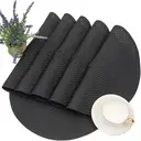 Lot de 6 sets de table ronds tressés en coton et polyester, lavables et résistants à la chaleur, diamètre 38 cm – Noir image 2