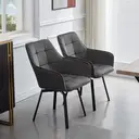 CLIPOP Single Dining Chair Velvet Padded Seat 360°Swivel Armchair with Backrest and Metal Legs,Rotatable Desk Chair for Home Office/Living Room/Bedroom 0199-s velvet deep grey 54*59*83 cm image 8