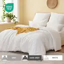 LeBonsoir White Duvet Cover Set，230x220cm/50x75cmx2 Soft Double Brushed Bedding Set， with Zip， 3 Pieces， Includes 1 Duvet Cover & 2 Pillowcases，NO Comforter image 0