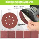 WORKPRO Orbital Sander with 20Pcs Sandpapers, 300W 125mm Random Orbit Sander, 6 Variable Speed 13000 RPM, Electric Sanding Machine with Dust Collection Box, for Sanding, Polishing, Woodworking image 3