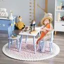 HOMCOM 3 Pcs Kids Table & Chairs Set w/ Wood Legs Safe Corners Cute Stars Seating Mini Furniture Home Playroom Bedroom Dining Room Blue image 4