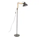 Interiors by Premier Floor Lamp Blair Pine Wood & Metal Black H:178cm image 0