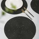 Lot de 6 sets de table ronds en polyester et coton tissé effet pailleté, diamètre de 38 cm - Noir image 4