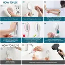 TAILI Porte-rasoir à ventouse pour douche lot de 2, serviette, éponge, support de rasoir pour mur de salle de bain, crochets de douche à ventouse puissants, faciles à installer et réutiliser, Blanc image 7