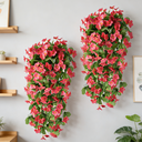 Yuejia 2PCS 30.7in/78cmArtificial Fake Hanging Flowers Plants for Outdoor Spring Summer Decoration, Faux Silk Violet Look Real Trailing Vines for Outside Home Planter Porch Patio(Rose Red) image 3