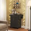 HOMCOM Wooden Kitchen Island on Wheels, Serving Cart Storage Trolley with Stainless Steel Top, Drawer, Side Handle and Rack B image 6