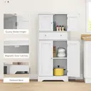 HOMCOM Kitchen Cupboard, Freestanding Modern Kitchen Storage Cabinet with 4 Doors, Drawer and Adjustable Shelf, White image 7