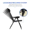 Outsunny Folding Garden Chairs Set of 2, 5-Position Recliner Camping Chair with High Back, All Weather Texteline Seat, Portable Outdoor Dining Chairs with Headrests for Patio, Picnic, Black image 4