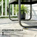 Outsunny Table Basse de Jardin Rectangulaire, Pieds Incurvés, Plateau en Verre Trempé, Table d'Appoint pour Terrasse Balcon Jardin, 90x45x33cm, Noir image 5
