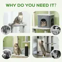PawHut Cat Tree for Indoor Kittens, 132cm Cat Tower with Scratching Posts and Pad, Bed, House, Jumping Platform, Grooming Brush, Toy Balls, Anti-Tip Kit, Cat Climbing Frame, Light Grey image 8