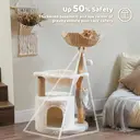 PAWZ Road 102 cm Arbre à chat moderne avec grand panier en rotin et hamac large de 40 cm beige image 1