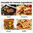 ochama Medium Steak Grill, Sandwich Maker, Panini Press Grill, 1000W Indoor Electric Grill, Electric Barbecue Grill, Household Electric Griddle, 28*22cm image 4