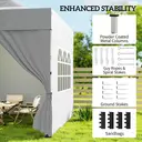 Outsunny 3 x 3 m Pop Up Gazebo with Sidewalls, UPF50+ Heavy Duty Outdoor Garden Party Tent Marquee Wedding Awning Canopy Instant Event Shelter with 4 Sandbags, Wheeled Carry Bag, Silver Grey image 6