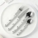FangYuan Set de 4 couverts en acier inoxydable compatible lave-vaisselle - Manche effet marbre image 6