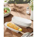 DAFUCERAMIC Lot de 4 assiettes à épis de maïs en porcelaine 8,8" - Blanc - Poignées en inox - Micro-ondes, lave-vaisselle et four image 6