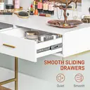 HOMCOM Dressing Table with Lighted Mirror, Cushioned Stool, Drawers, Shelves, LED Makeup Vanity Desk Set, Modern Dresser Vanity Table for Bedroom, White image 5