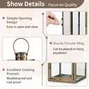 Lanterne décorative à suspendre en métal et verre vintage or - 35 cm image 3