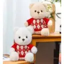 Peluche Ours avec pull rouge en tricot - 20 cm image 1