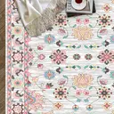 Boho Vintage Floral rugs, Non - Slip, Persian - Style Ornate Pattern, Soft & Durable, Ideal for Entryway, Adds Elegant Charm to Home Decor,pink,72*107.8inch image 1
