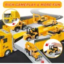 Friction-Powered Musical Container Truck Set (Comes with 6 Alloy Engineering Vehicles, Alloy Crane Tower, Catapult Function, Music Buttons and Engineering Scene Accessory Pack) image 2