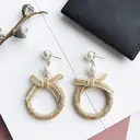 JU7CER 2-piece fishnet burlap roll with yellow linen cord and woven ribbon DIY decorative bow for Christmas crafts and fishing line packaging Length: 10m, Width: 0.6cm image 1