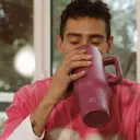 Bottle Bottle 40oz Tumbler with Straw and Lid, Insulated Travel Mug, 1180ml Stainless Steel Car Coffee Cup with Handle for Gifts, Parties, Office (Red) image 5