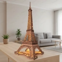 Robotime Rolife Night of the Eiffel Tower Wooden 3D Puzzle Building Toys 22x21.3x53cm 1PC,Home decoration, bookshelf decoration,Craft Gifts for Adults and Teens,Educational toys image 3