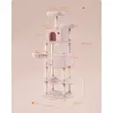 SONGMICS Arbre à chat hauteur 206 cm avec 13 griffoirs, 2 plateformes, 2 niches et panier, hamac, pompon - Rose bonbon image 8