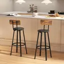 HOMCOM Bar Stools Set of 2, Faux Leather Upholstered Barstools, Industrial Breakfast Bar Chairs with Backrest and Footrest for Kitchen Island, Dining Room, Rustic Brown and Black image 8