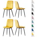 mcc direct Set of 4 Designer Velvet Fabric Dining Chairs Metal Legs Lexi Chairs (Yellow) image 0