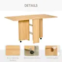 HOMCOM Folding Dining Table, Drop Leaf Table for Small Spaces, Foldable Rectangular Tabletop with Storage Shelves for Kitchen, Dining Room, Teak image 5