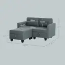 HOMCOM Convertible Modular Sectional Sofa with Storage, Tufted 2 Seater Sofa Set, L Shaped Couch with Ottoman, Wood Frame for Living Room, Dark Grey image 2