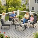 Outsunny 4 Piece Garden Furniture Set, Outdoor Sofa Set with Loveseat, 2 Armchairs, Coffee Table and Cushions, Patio Furniture Conversation Set for Poolside Porch, Black image 7