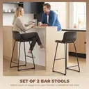 HOMCOM Modern Bar Stools Set of 2, PU Leather Upholstered Barstools, Counter Height Kitchen Chairs with Footrest for Breakfast Bars, Dining Room, Black image 3