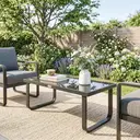 Outsunny Table Basse de Jardin Rectangulaire, Pieds Incurvés, Plateau en Verre Trempé, Table d'Appoint pour Terrasse Balcon Jardin, 90x45x33cm, Noir image 6