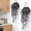 2Pcs 31.49in/80cmArtificial flower wall hanging simulation plant rattan wall hanging indoor wall decoration chlorophytum comosum false flower golden bell willow ceiling decoration(purple) image 4