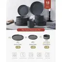 Richmount Starlight Serie Geschirr-Set  - 18-teilig， für 6 Personen， Keramik， mit Servierplatten， Salattellern und Müslischalen， spülmaschinen- und mikrowellengeeignet， matt dunkelgrau image 1